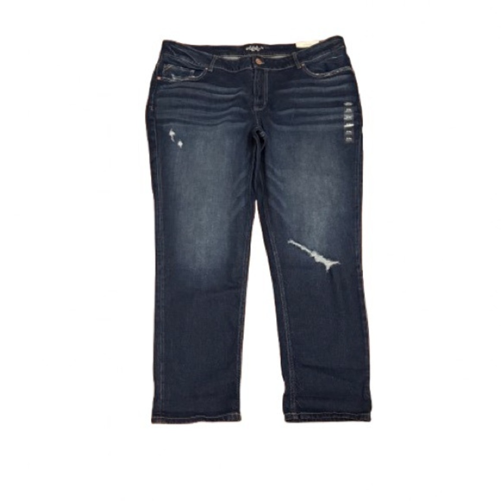 Maurices Dark Blue Cropped Distressed Jeans